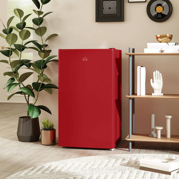 HOMCOM Mini Fridge with Freezer Thermostat Reversible Door, Red