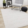 Leonardo Cream Beige Oriental Trellis Pattern Rug, 7'10 x 10'6" Indoor Area Rug | Tapis a motifs de treillis orientaux creme beige Leonardo, 7'10" x 10'6"