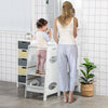 Homcom Toddler Kitchen Step Stool With Adjustable Standing Platform & Safety Rail, Grey|Homcom Marchepied Enfant Tabouret De Cuisine Pour Tout-petits Avec Plate-forme Debout Reglable Pour