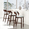 Patricia Modern Wood Upholstered Barstool in White Glacier - Set of 3 | Tabouret de bar moderne en bois Patricia avec revetement en Glacier blanc - Lot de 3