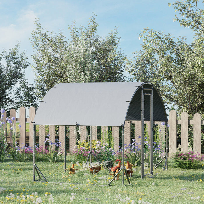 Pawhut Galvanized Large Metal Chicken Coop Cage Walk-in Enclosure Poultry Hen Run House Playpen Rabbit Hutch With Cover For Outdoor Backyard 9.2' X 6.2' X 6.5' Silver