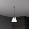 Dainolite Polly 1 Light Pendant Medium Matte Black Finish Clear Glass Lamp|Luminaire suspendu moyen Polly de Dainolite en verre transparent, avec fini noir mat et 1 ampoule