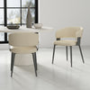 Luce Modern Textured Vegan Leather Metal Dining Chair in Sand - Set of 2 | Chaise de salle a manger moderne Luce en cuir vegetalien texture et metal, sable - Lot de 2