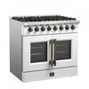 Forno Galiano 36" French Door Dual Fuel Range, White, 5.36 cu. ft. - FFSGS6356-36WHT | Cuisiniere a double combustible Galiano de 36 po, blanche, 5.36 pi³ - FFSGS6356-36WHT