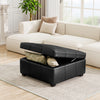 Liam 34.25" Large Square Faux Leather Ottoman Coffee Table with Storage,Black  | Liam Ottoman Coffre Carre Large de 34,25" en Simili Cuir avec Rangement, Noir