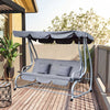 Outsunny 3-seat Outdoor Patio Swing Chair, Converting Flat Bed, Canopy Swing With Adjustable Shade, |Outsunny Balancoire De Jardin Robuste 3 Places Couvert Gris