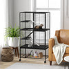 PawHut Guinea Pig Ferret Chinchilla Cage with Wheels, Pet Playpen for Rat, Kitten with Bottom Storage Shelf, Removable Tray, Ramp, 31" x 18" x 54", Black