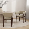 Blake Modern Faux Mohair Wood Armchair in Natural - Set of 2 Dining Chair | Fauteuil Blake moderne en faux mohair avec accoudoirs en bois, naturel - Lot de 2
