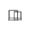 Quartz Two Square Nested Tables Marble Top | Quartz Tables Gigognes Carrees a Deux Plateaux en Marbre