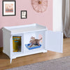 Pawhut 2-in-1 Covered Cat Litter Box Washroom Storage Hideaway Cabinet Bench Home Decor, White|Pawhut Boite A Litiere Pour Chat Couverte 2 En 1 Toilettes Rangement Hideaway Armoire Banc Decor A L