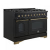 Forno Antico 48" Gas Range, Black, Double Ovens, -FFSGS6219-48BLK | Cuisiniere a gaz Antico de 48", noire,avec double four – FFSGS6219-48BLK