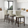 Blair Modern Wood Upholstered Barstool in Stone - Set of 3 Bar Stool | Tabouret de bar Blair moderne en bois avec revetement en tissu couleur pierre - Lot de 3