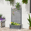 Outsunny Raised Garden Bed With Trellis For Climbing Vines, Wood Garden Planter Box, Free Standing F|Outsunny Lit De Jardin Sureleve Outsunny Avec Jardiniere En Bois De Treillis, Gris