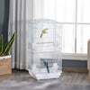 Pawhut 36" Bird Cage For Finches, Canaries Budgies, Parrot Cage With Accessories Handle, White|Pawhut 36" Cage A Oiseaux Ara Maison De Jeu Cacatoes Perroquet Cage De Vol 2 Portes Perchoir 4 Mange
