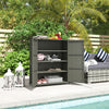 Outsunny Wicker Outdoor Storage Cabinet, 4-shelf Pool Storage, Dark Grey