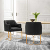 Raya Modern Wood Vegan Leather Dining Chair in Black - Set of 2 | Chaise de salle a manger Raya en bois moderne et cuir vegetalien noir - Lot de 2