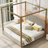 Sophia Upholstery Canopy Platform Bed with Foam Headboard and Velvet,King Size,Beige King Bed | Lit plateforme Sophia a baldaquin avec tete de lit en mousse et velours, taille king, beige
