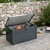 Outsunny Garden Storage Box, Deck Box with Lock for Tools, Cushions Grey