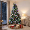 HOMCOM 7ft Flocked Prelit Christmas Tree Spruce, Dual Colour LEDs, Remote