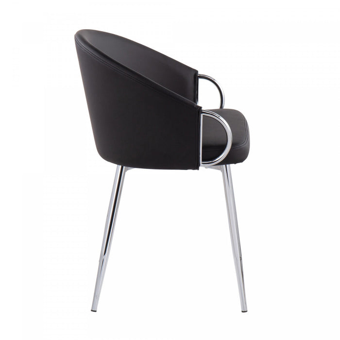 LumiSource Claire Faux Leather Contemporary Glam Dining Chair - Silver/Black