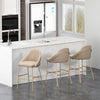 Gracie Modern Metal Upholstered Barstool in Tan and Gold - Set of 3 | Tabouret de bar moderne en metal Gracie avec revetement en tissu, coloris beige et or - Lot de 3