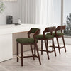 Patricia Modern Wood Upholstered Counter Stool in Turtle Green - Set of 3 | Tabouret de comptoir moderne en bois Patricia avec revetement en tissu vert tortue - Lot de 3