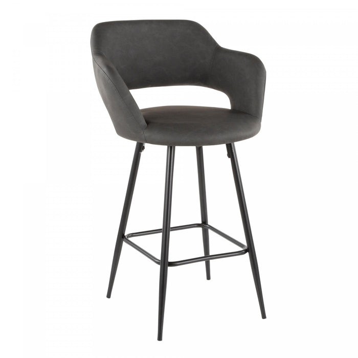 LumiSource Margarite Grey Faux Leather Contemporary Counter-Height Stool - Set of 2