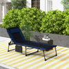 Outsunny Folding Chaise Lounge, Padded Reclining Tanning Chair, Blue
