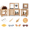 Costway 3-piece Outdoor Wooden Kitchen Playset Kids Mud Kitchen Bbq Grill & Pizza Oven