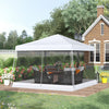 Outsunny 12' X 12' Pop Up Gazebo, Foldable Canopy Tent With Carrying Bag, Mesh Sidewalls And 3-level|Outsunny 141.75"l X 141.75"l Tonnelle Barnum Automatique Pop-up Gazebo Pliable Exterieur Jardin 4 Mo