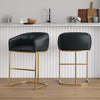 Louvre Mid-Century Modern Metal Upholstered Barstool in Black - Set of 2 Bar Stool | Tabouret de bar rembourre en metal noir style mid-century modern Louvre - Lot de 2