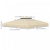 Outsunny 9.8'x9.8' Double Roof Gazebo Replacement Canopy Top Cover, Beige|Outsunny 9.8' X 9.8' Toit De Rechange Pour Tonnelle Double Toit Beige