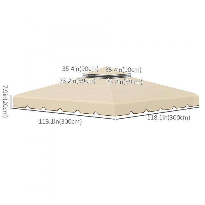 Outsunny 9.8'x9.8' Double Roof Gazebo Replacement Canopy Top Cover, Beige