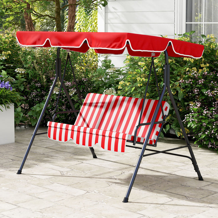 Outsunny 3-seat Patio Swing Chair With Adjustable Canopy Red