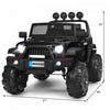 Costway 12v Kids Ride On Truck Rc Car W/ Led Lights Music Trunk Black