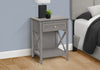 Accent Side End Table 2-Tier Bedroom Nightstand Storage Drawer Antique Grey Veneer Transitional|Table de bout, d’appoint et de nuit de style transitionnel à 2 niveaux, avec tiroir de rangement et placages gris antique pour la chambre à coucher