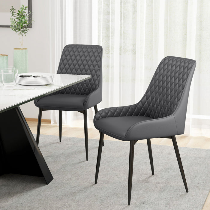 HOMCOM Dining Chairs Set of 2, PU Leather Kitchen Chairs with Steel Legs