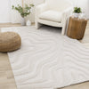 Lincoln Modern Luxurious Plush White Curves Area Rug - 5'3" x 7'7"|Carpette moderne, luxueuse et moelleuse Lincoln blanche à motif de courbes - 5 pi 3 po x 7 pi 7 po