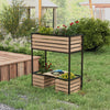 Outsunny 2-tier Raised Garden Bed, Elevated Planter Box With Storage Shelf, Wood Plant Stand For Flo|Outsunny Lit De Jardin Sureleve A 2 Niveaux, Jardiniere Surelevee Avec Etagere De Rangement, Support