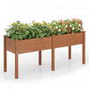 Costway Raised Garden Bed Elevated Fir Wood Planter Box With 2 Large Planting Areas Brown