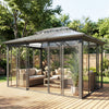 Outsunny 10' x 14' Outdoor Hardtop Gazebo, Aluminum Sun Room, Dark Grey