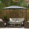 Outsunny 10ft Cantilever Patio Umbrella Offset Umbrella W/ Crank&tilt Grey