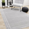 Ellie High-Low Textured Soft Polyester Grey Border Area Rug - 7'10" x 10'6"|Carpette à poil long et court Ellie en polyester doux texturé à bordure grise - 7 pi 10 po x 10 pi 6 po