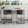 Cosmopolitan Mid-Century Modern Metal Upholstered Barstool in Graphite - Set of 3 Bar Stool | Tabouret de bar rembourre en metal style cosmopolite mi-siecle moderne en graphite - Lot de 3