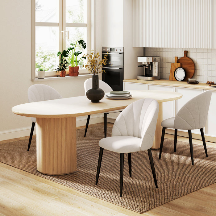 HOMCOM Dining Chairs Set of 4 Kitchen Chairs with Metal Legs Cream White