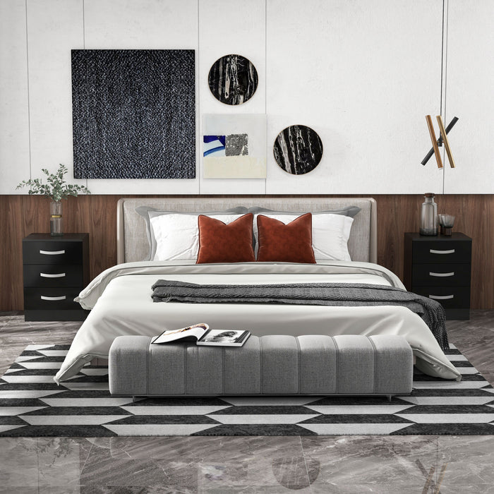 HOMCOM Nightstand Set of 2, Bedside Tables with 3 High Gloss Drawers