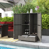 Outsunny Wicker Outdoor Storage Cabinet, Pool Towel Storage Cabinet, Grey