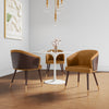 Reeva Modern Wood Vegan Leather Dining Chair in Camel - Set of 2 | Chaise de salle a manger moderne en bois et cuir vegetalien Reeva couleur camel - Lot de 2