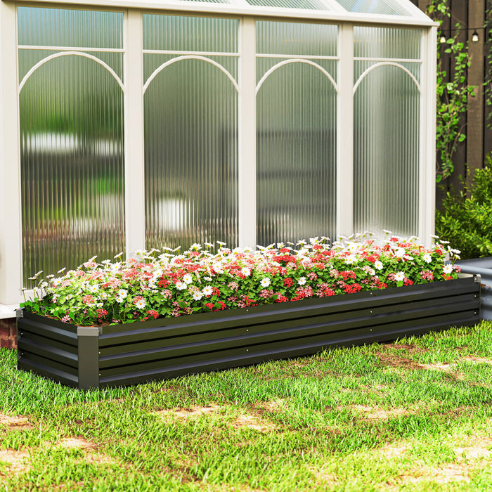Outsunny 8x2x1ft Raised Garden Bed Large Galvanized Elevated Planter Box