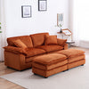 Liam 84.6" Comfortable Cloud Modular Sofa with Corduroy Upholstered,Orange  | Liam Canape modulaire confortable Cloud 84,6" avec revetement en velours cotele, Orange
